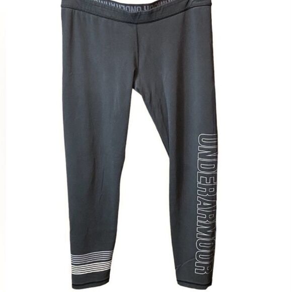 Under Armour Wm’s XL  Black Spell Out Fitted Cotton Workout Athletic Leggings - Picture 1 of 4